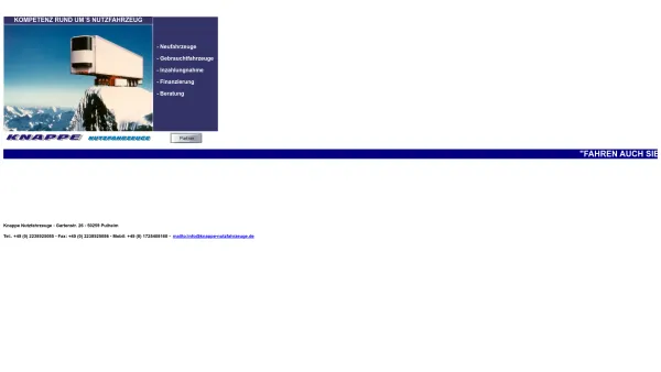Website Screenshot: Knappe Nutzfahrzeuge -  Kompetenz  rund um' s Nutzfahrzeug - Knappe Nutzfahrzeuge, Kompetenz rund um`s Nutzfahrzeug - Date: 2023-06-20 10:38:19