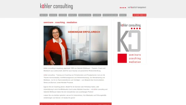 Website Screenshot: Köhler Consulting Inh. Gabriele Mühlbauer -  Seminare und Coaching - verlässlich kompetent - seminare . coaching . mediation - Köhler Consulting - Coaching, Mediation, Konfliktmanagement - Date: 2023-06-20 10:38:19