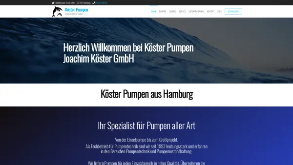 Website Screenshot: Köster Pumpen Joachim Köster GmbH - Pumpentechnik aus Hamburg - Köster Pumpen - Date: 2023-06-20 10:38:19
