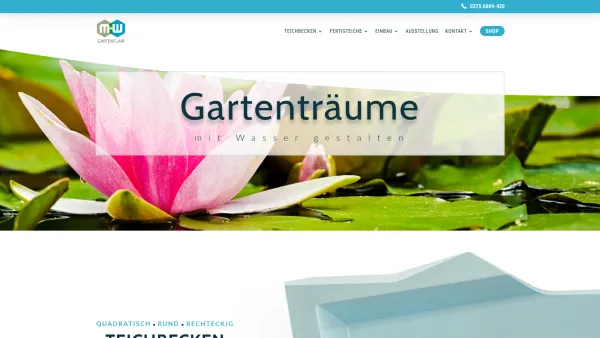Website Screenshot: Koiteiche Bogmann GmbH - M+W Gartenflair • Teichbecken und Gartenteiche aus GFK - Date: 2023-06-20 10:38:19