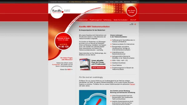 Website Screenshot: KomMa AMH Telekommunikation - Telekommunikation für Mobilfunk, Internet, Festnetz ... - Date: 2023-06-20 10:38:19