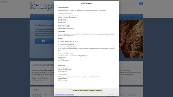 Website Screenshot: kompass -  Der sichere Weg zur richtigen Versicherung - Herzlich Willkommen bei Kompass Versicherungsmakler GmbH - kompass24.de - Date: 2023-06-20 10:38:19