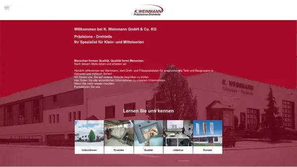 Website Screenshot: K. WEINMANN · Inh. Bruno Weinmann -  Fasson- u. Langdrehteile bis 42mm, Futterdrehteile bis 250mm - Home - Date: 2023-06-20 10:38:22