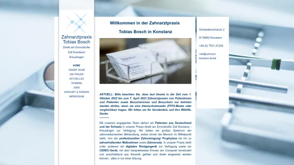 Website Screenshot: Zahnarzt Tobias Bosch & Partner - Zahnarztpraxis Tobias Bosch - Zahnarzt Konstanz | Prophylaxe Konstanz | Zahnersatz | Zahnreinigung - Date: 2023-06-20 10:38:22