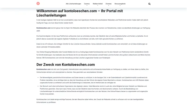 Website Screenshot: kontoloeschen.com - kontoloeschen.com - Ihre Quelle für Löschanleitungen - Date: 2023-06-20 10:42:11