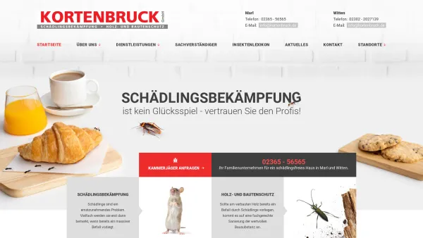 Website Screenshot: Kortenbruck GmbH -  Schädlingsbekämpfung · Holz-  und Bautenschutz - Schädlingsbekämpfer in Marl und Witten | Kortenbruck GmbH - Date: 2023-06-20 10:38:22