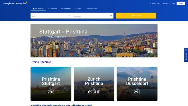 Website Screenshot: Kosova Airlines SH.A.T -  Spezialist für  Kosovoflüge - Flyksa - Date: 2023-06-20 10:38:22