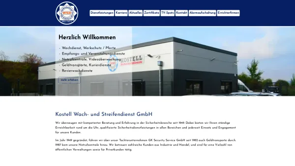 Website Screenshot: Kostell Wach und Streifendienst GmbH - Kostell GmbH - Ihr Wach- und Streifendienst - Date: 2023-06-20 10:38:22