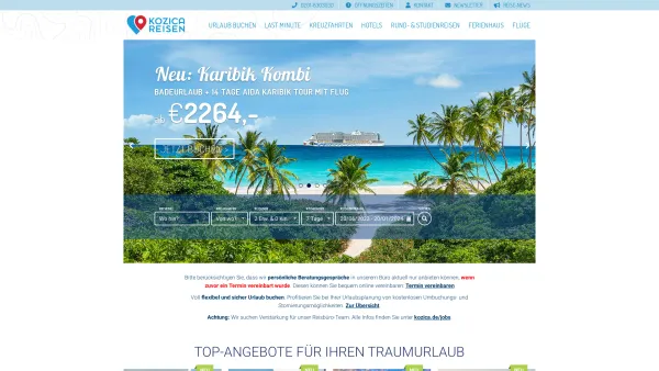 Website Screenshot: KOZICAREISEN GmbH - KOZICA REISEN - Ihr Reisebüro in Essen - Ihr Urlaub liegt uns am Herzen - Date: 2023-06-20 10:42:11