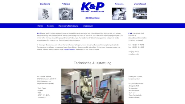 Website Screenshot: K & P Frästechnik GbR - Startseite - K&P 5 Achsen CNC-Frästechnik - Date: 2023-06-20 10:38:22