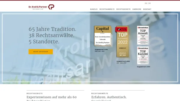 Website Screenshot: Dr. Kroll & Partner Rechtsanwälte - Rechtsanwälte für Reutlingen, Tübingen, Balingen und Stuttgart - kp-recht - Date: 2023-06-20 10:38:22