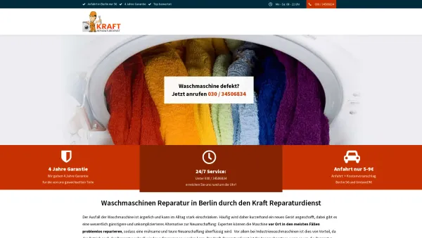Website Screenshot: Kraft Reparaturdienst - Waschmaschinen Reparatur Berlin und Umland | Kraft - Date: 2023-06-20 10:38:22