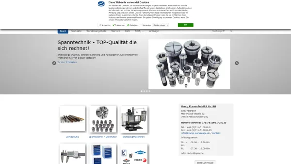 Website Screenshot: Georg Kamp GmbH & Co. KG - Kramp Werkzeuge - Spanntechnik, Werkzeuge und Werkzeugmaschinen - Date: 2023-06-20 10:38:22