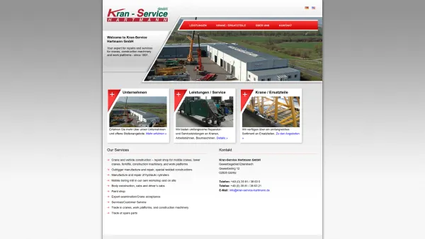 Website Screenshot: Kran-Service Hartmann -  Schweißbetrieb mit Großem Eignungsnachweis - Kranbau und Fahrzeugbau in Görlitz - Kran-Service Hartmann GmbH - Date: 2023-06-20 10:38:22