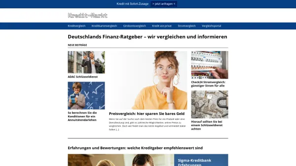 Website Screenshot: Kredit-Markt - Deutschlands Finanz-Ratgeber » hier informieren und vergleichen - Date: 2023-06-20 10:42:11