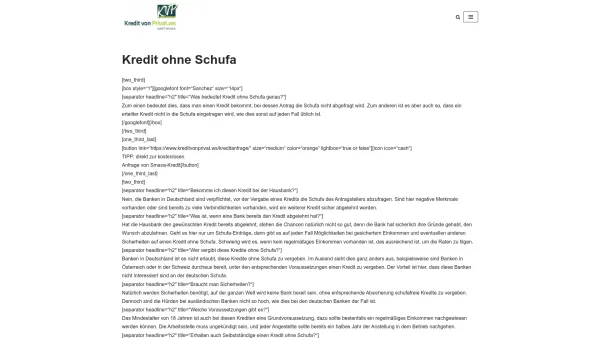 Website Screenshot: Finanzberatung Tom Hubertus - Kredit ohne Schufa – https://www.kreditvonprivat.ws - Date: 2023-06-20 10:38:22