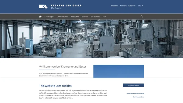 Website Screenshot: KREMANN UND ESSER GmbH & Co. KG - Perfektion in der Fertigung von Blaswerkzeugen - Kremann und Esser GmbH & Co. KG - Date: 2023-06-20 10:38:22