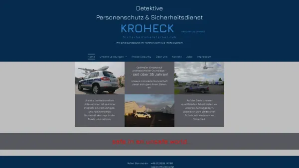 Website Screenshot: Kroheck Personenschutz & Sicherheitsdienst, Detektivbüro -  Der EINZIGE Sicherheitsmeisterbetrieb im Großraum Koblenz! - Home - Date: 2023-06-20 10:38:22