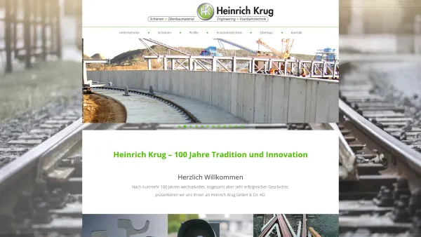Website Screenshot: Heinrich Krug GmbH & Co. KG Oberbaumaterial, Kranbahnbefestigungen, Weichenbau - Startseite - Heinrich Krug GmbH & Co.KG - Date: 2023-06-20 10:38:22