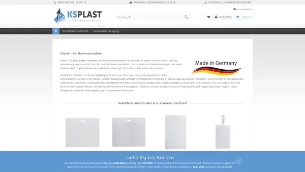 Website Screenshot: KSplast e.K. - KSplast - Sichthüllenproduktion | KSplast - Date: 2023-06-20 10:38:22