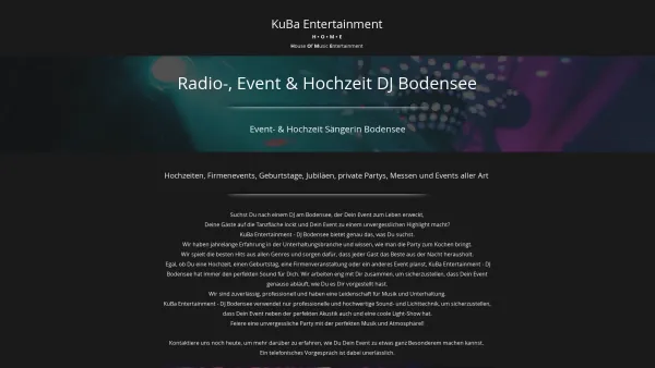 Website Screenshot: KuBa Entertainment Radio-, Event & Hochzeit DJ Bodensee - DJ Bodensee | KuBa Entertainment - Date: 2023-06-20 10:42:11