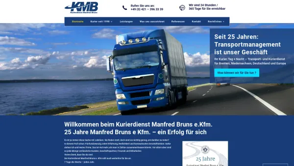 Website Screenshot: Kurierdienst Manfred Bruns e.Kfm - Startseite - Kurierdienst Manfred Bruns e.Kfm. - Date: 2023-06-20 10:38:25