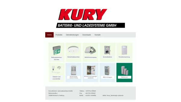 Website Screenshot: Kury Batterie- u. Ladesysteme GmbH - Home - KURY BATTERIE- UND LADESYSTEME GMBH - Date: 2023-06-20 10:38:25