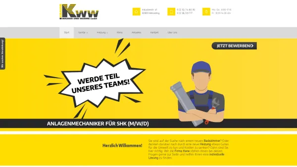 Website Screenshot: KWW Krause Wasser Wärme Sanitär & Solar GmbH -  Wir sorgen für wohlige Wärme und ein behagliches Zuhause - Kww GmbH - Ihr Fachbetrieb für Sanitär und Heizungstechnik in Wesseling - Date: 2023-06-20 10:38:25