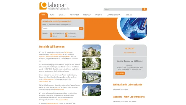 Website Screenshot: Dr. Schierz / Bauer Privatlabor für Human-Medizin - labopart - Medizinische Laboratorien Dresden, Elsterwerda, Chemnitz - Date: 2023-06-20 10:38:25