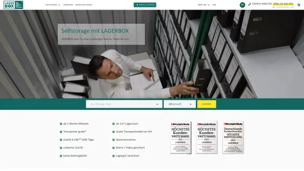Website Screenshot: Lagerbox Holding GmbH & Co. KG - Günstig Lagerraum mieten im Selfstorage | LAGERBOX - Date: 2023-06-20 10:38:25
