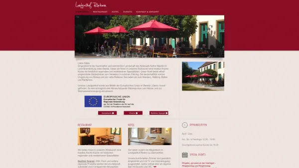 Website Screenshot: Landgasthof Rieben - Landgasthof Rieben | Restaurant und Hotel, nahe Beelitz im Land Brandenburg - Date: 2023-06-20 10:38:27