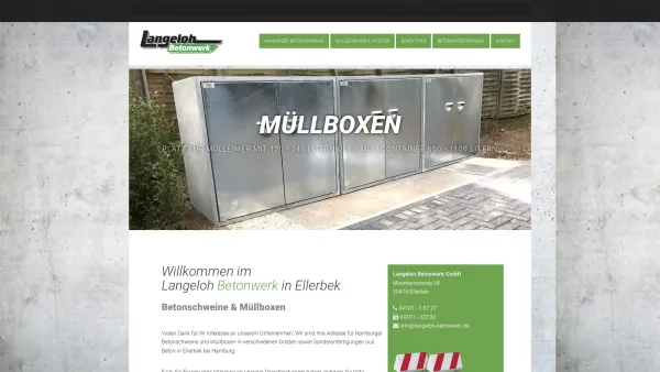 Website Screenshot: Langeloh Betonwerk GmbH - Langeloh Betonwerk in Ellerbek - Date: 2023-06-20 10:38:27