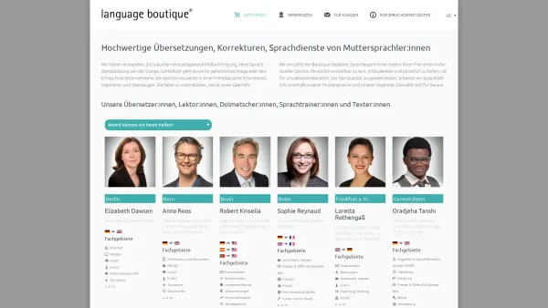 Website Screenshot: Language Boutique - Muttersprachliche Übersetzer, Dolmetscher, Lektoren & Sprachtrainer - Date: 2023-06-20 10:42:11