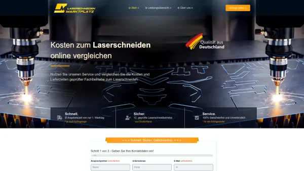 Website Screenshot: Laserschneiden Marktplatz - Laserschneiden | Kosten und Lieferzeiten online vergleichen - Date: 2023-06-20 10:38:28