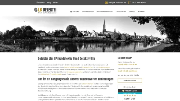 Website Screenshot: LB Detektive GmbH · Detektei Ulm - LB Detektive GmbH · Detektei Ulm · Abhörschutz - Date: 2023-06-20 10:42:11
