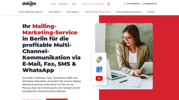 Website Screenshot: LCOM Kommunikationsdienste GmbH & Co. KG - Mailing Marketing Services | Multi-Channel: E-Mail, Fax, SMS - Date: 2023-06-20 10:38:28