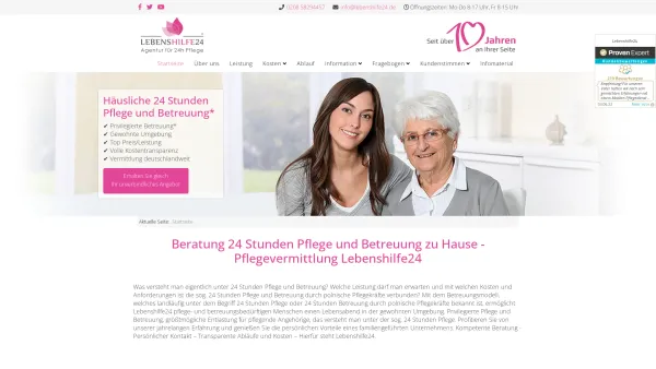 Website Screenshot: Lebenshilfe24 GmbH - ? 24 Stunden Pflege und Betreuung: Vermittlung seit 2011 - Date: 2023-06-20 10:42:11