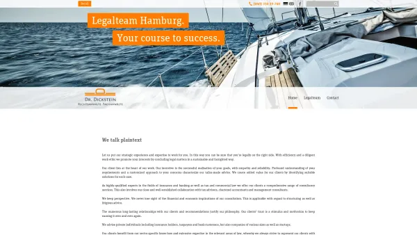 Website Screenshot: Dr. Dickstein Rechtsanwälte Fachanwälte - Insurance law, Bank law, Privat tax law, Company/Corporate law, Contract law – Hamburg Germany - Dr. Dickstein – Lawers Hamburg - Date: 2023-06-20 10:38:28