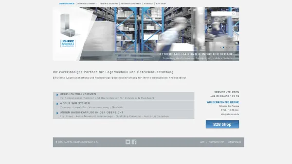 Website Screenshot: LEHRKE Industrie & Handwerk e. K. - Effiziente Lagertechnik und hochwertige Betriebsausstattung - LEHRKE - Date: 2023-06-20 10:42:11