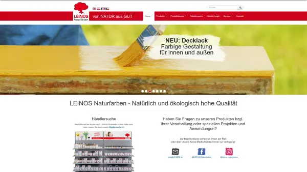 Website Screenshot: Leinos Naturfarben GmbH - LEINOS Naturfarben - Öle und Farben - von NATUR aus GUT | - Date: 2023-06-20 10:38:28