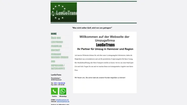 Website Screenshot: LenGoTrans - Umzugsfirma LenGoTrans: Umzug in Hannover und Region - Date: 2023-06-20 10:38:28