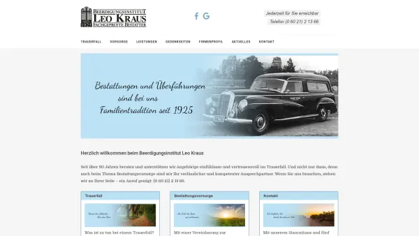 Website Screenshot: Leo Kraus GmbH - Beerdigungsinstitut Leo Kraus am Altstadtfriedhof - Date: 2023-06-20 10:38:28
