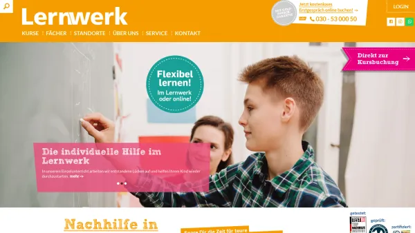 Website Screenshot: Lernwerk GmbH - Lernwerk Nachhilfe Berlin & Potsdam an 11 Standorten! - Date: 2023-06-20 10:38:30