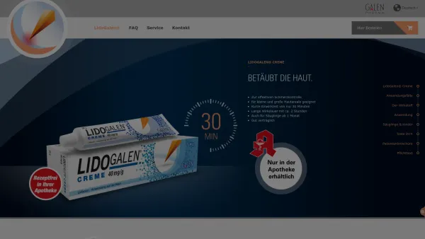 Website Screenshot: GALENpharma GmbH - LidoGalen Betäubungscreme - Lidocain Creme gegen Schmerzen - Date: 2023-06-20 10:42:11