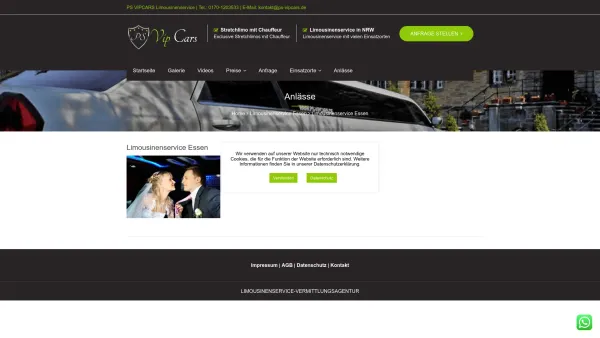 Website Screenshot: Limousinenservice Vip - Limousinenservice Essen – PS VIPCARS Limousinenservice - Date: 2023-06-20 10:38:31