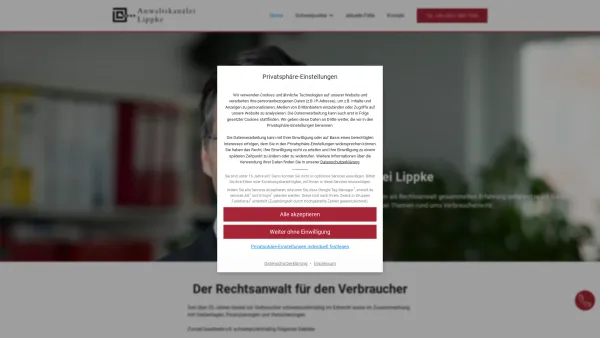 Website Screenshot: Lippke Rechtsanwälte - Startseite - Anwaltskanzlei Lippke - Date: 2023-06-20 10:38:31