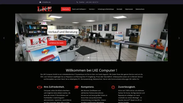 Website Screenshot: LKE Computer GmbH -  Systemhaus für IT-Service, Netzwerk- u.  Telekommunikationslösungen - LKE Computer GmbH – Ihr Systemhaus im Kern von Sankt Augustin - Date: 2023-06-20 10:38:31