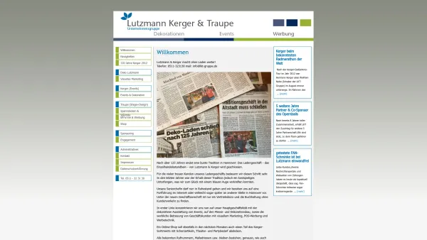 Website Screenshot: Lutzmann Kerger & Traupe Unternehmensgruppe - Willkommen - Lutzmann Kerger & Traupe seit 1892 Fachhandel f?r Deko Event Werbung & B?hne - Date: 2023-06-20 10:38:31