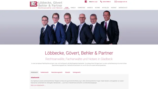 Website Screenshot: Anwaltskanzlei Löbbecke, Gövert, Büse & Partner - Rechtsanwälte, Fachanwälte und Notare in Gladbeck - Date: 2023-06-20 10:38:31