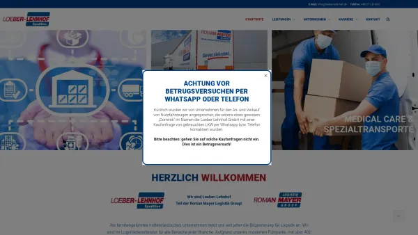Website Screenshot: Loeber-Lehnhof GmbH -  Nah- und Fernverkehr -  Sammelverkehr - Spezialtransporte - Logistikberatung - Lagerung - Startseite | Loeber-Lehnhof GmbH - Date: 2023-06-20 10:38:31